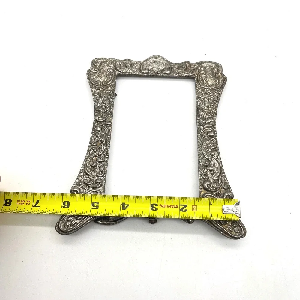 Vintage‎ Ornate Silver Tone Metal Picture Frame Art Nouveau Scrollwork 4x6